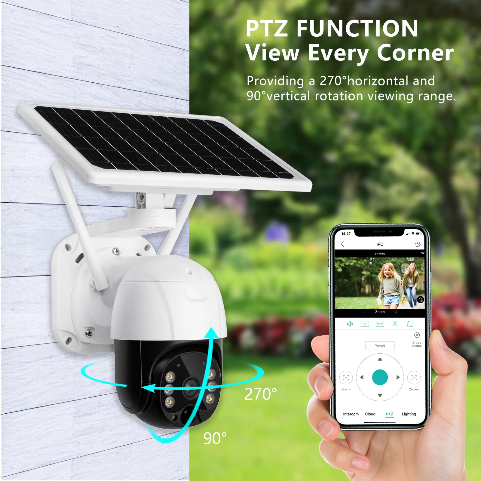 Outdoor 4MP Wireless Solar Powered CCTV Two Way Audio With CMOS Sensor