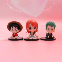 Figurines d'action Q Luffy et Zoro en position assise, 5,5-7 cm, lot de 6 pièces, modèle de décoration anime très populaire pour enfants