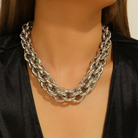Collier simple couche en chaîne serpent électroplaqué style hip-hop pour femme, bijou statement transfrontalier euro-américain en métal lourd