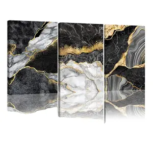 Luxury Modern Graffiti Art Black and Gold Wall Art Decor Abstract Palm Leaf Pictures Canvas Print