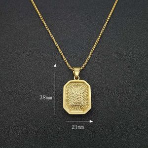 Pendentif rectangulaire en pierre précieuse plaqué or, style hip-hop, avec sertissage diamanté, pour un usage quotidien - Product Image 5
