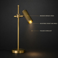 Lampe de bureau réglable en cuivre, lampe de lecture de chevet, mince, blanc chaud 3000K, pour chambre à coucher, bureau, hôtel