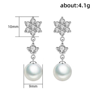 Orecchini pendenti con nappe a forma di fiocco di neve effetto perla barocca per donna, eleganti gioielli pendenti per le orecchie - Product Image 5