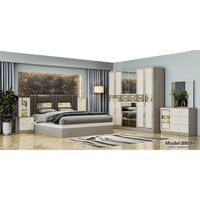 Ensemble de chambre à coucher moderne de luxe turc, meubles pour la maison fabriqués en Chine, armoire et lit queen size 1800*2200, matériau MDF
