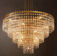 Goldene Kupfer-Kristall-Pendelleuchte LED Messing-Kronleuchter Luxuriöse Hängelampe für Wohnzimmer Esszimmer