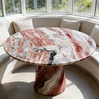 Table à manger ovale en marbre rouge de luxe italien Orobico Rosso de conception moderne haut de gamme 2,4 m