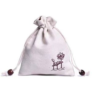 Pochette en velours blanc crème de luxe, sac personnalisé avec logo imprimé, sacs de rangement pour bijoux, pochette à cordon - Product Image 3