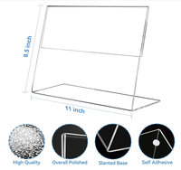 Lot de 3 supports de signalisation en acrylique 8,5 x 11 pouces, horizontaux, transparents, pour affiches, présentoirs de table, supports de prospectus