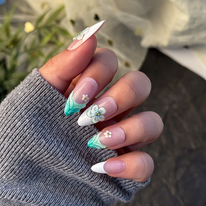 เล็บปลอม 3 มิติ สีเขียว แบบกดติด 24 ชิ้น - ทรงอัลมอนด์รูปหยดน้ำ <span class=keywords><strong>ลาย</strong></span>เกล็ด<span class=keywords><strong>ปลา</strong></span> สำหรับผู้หญิง งานปาร์ตี้ ขายส่ง รับผลิตตามแบบ OEM - Product Image 2