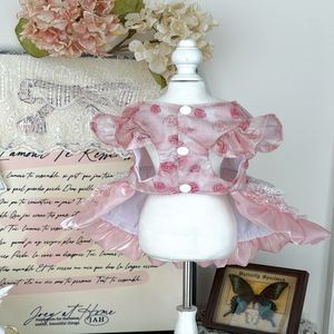 Venta al por Mayor, Envío Directo, Vestido Original Hecho a Mano para Mascotas, Color Rosa Dulce, con Volantes, para Gatos, Todas las Temporadas - Product Image 1