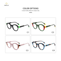 Monture de lunettes de vue Omelle pour jeunes, légère, en acétate, ronde, à monture complète, protection UV400, finition brillante naturelle, lunettes de lecture