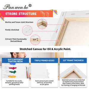 Impresión artística lienzo estirado en blanco madera lienzo en blanco tablero algodón pintura lienzo tamaño personalizado lienzo estirado para pintar - Product Image 2