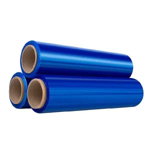 High Quality Blue Colorful PE/ LLDPE Stretch Plastic Shrink Wrap Packaging Film 20 Microns High Quality Pallet Wrapping Factory