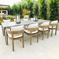Tables et chaises de loisirs d'extérieur pour patio de villa, hôtels, complexes hôteliers, restaurants, table longue en bois pour jardin, balcon, table en teck