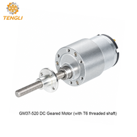 Moteur à engrenages CC à couple élevé Tengli GM37-520 12V 24V réversible avec axe à vis sans fin T6 et encodeur pour tracker solaire