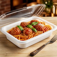 Bol jetable en plastique transparent 1000 ml 135x80 mm avec couvercle, grand format, pour fêtes, restaurants, buffets, soupes, qualité alimentaire PP, robuste