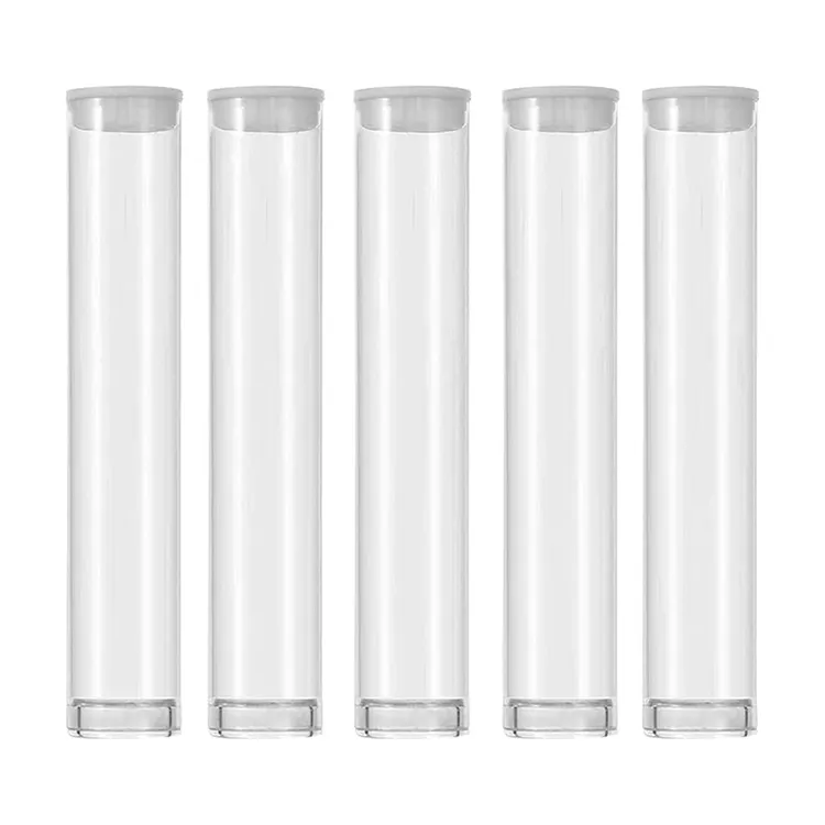 Récipients de perles de graine de tube en plastique transparent 13x80mm Tubes d'emballage transparents transparents avec bouchons