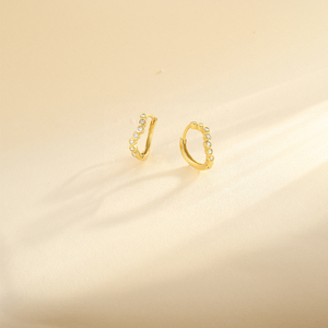 Pendientes de Aro de Plata de Ley S925 con Diseño Único de Doble Capa, Pendientes de Aro Irregulares con Circonita 5A - Product Image 4