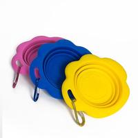 Bol d'alimentation pour animaux de compagnie en silicone personnalisé, pliable, portable, pour chien et chat, avec mousqueton pour les voyages en plein air