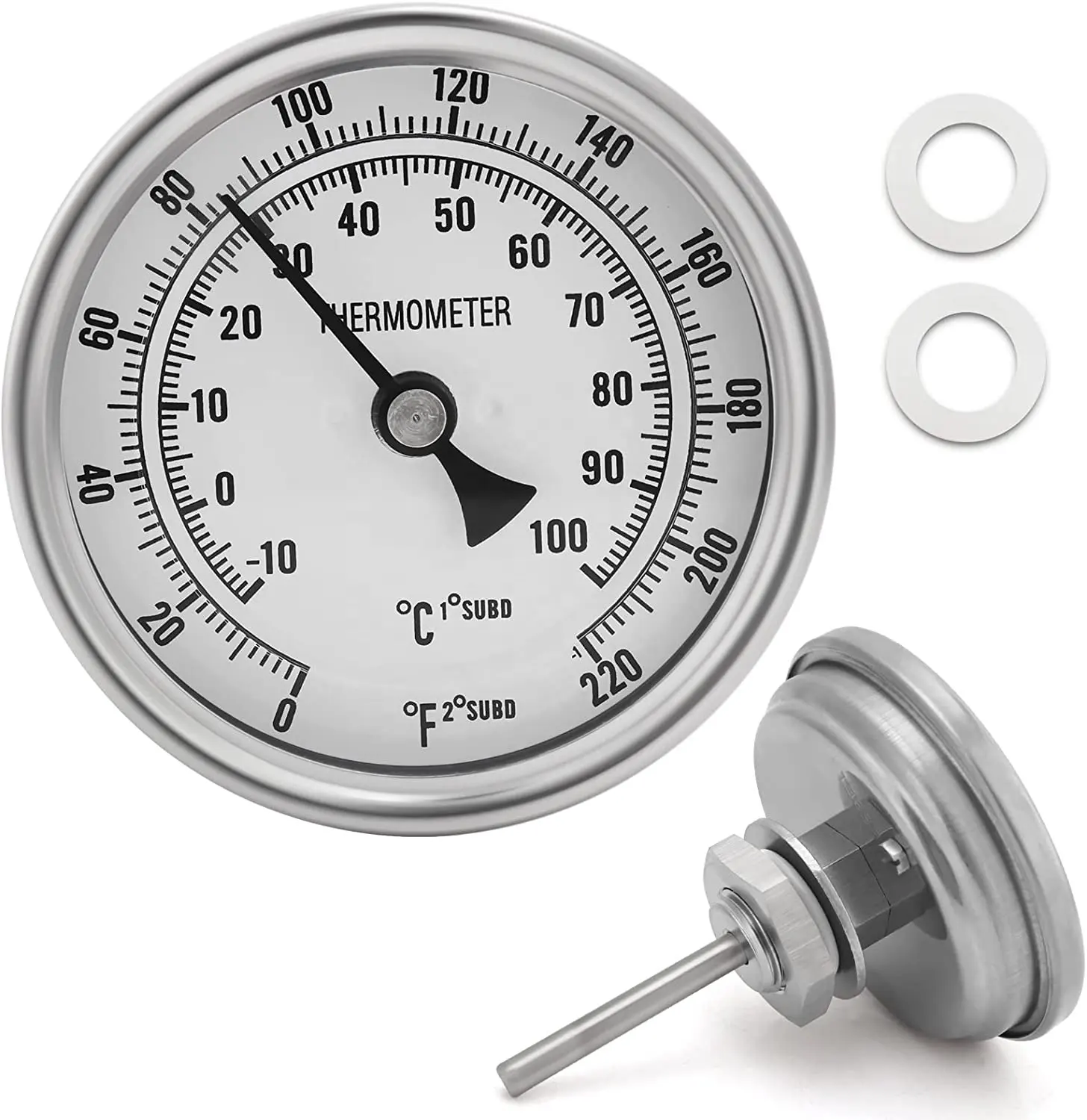 Termometro per pentola in acciaio inossidabile 1/2NPT Termometro con quadrante in metallo per la produzione di birra Termometro per pentola 