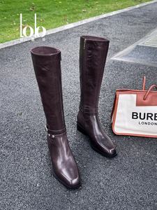 女性用冬用ソフトレザーバックルデザインニーハイブーツソリッドカラー高さ増加ジッパー西洋女性用靴 - Product Image 4