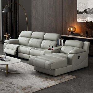 Canapé d'angle moderne en <span class=keywords><strong>cuir</strong></span> avec fonction électrique inclinable, chaise longue et console centrale - Product Image 2