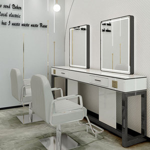 Salon tóc hai mặt tạo kiểu bàn trang điểm gương trạm bàn trang điểm với đèn xung quanh gương - Product Image 6