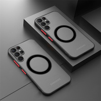 Coque de téléphone magnétique givrée à chargement sans fil pour Samsung S26 S25 S24 S23 S22 Ultra, avec dos translucide mat effet peau