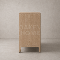 Commode à 6 tiroirs en chêne blanc rainuré, style nordique minimaliste, pour chambre à coucher, meuble de rangement, meuble de maison