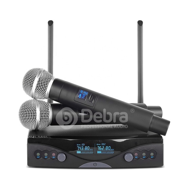 Debra Audio UHF Dual Handheld Microphone System Portable Wireless OEM for KTV Church Speech Meeting Karaoke Made Durable Plastic