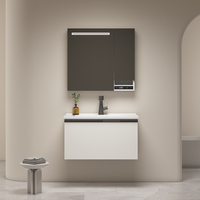 Kabinet cermin LED pintar desain baru 2024 dengan tampilan jam + steker Set kabinet kamar mandi Modern ekspor ke Amerika Selatan