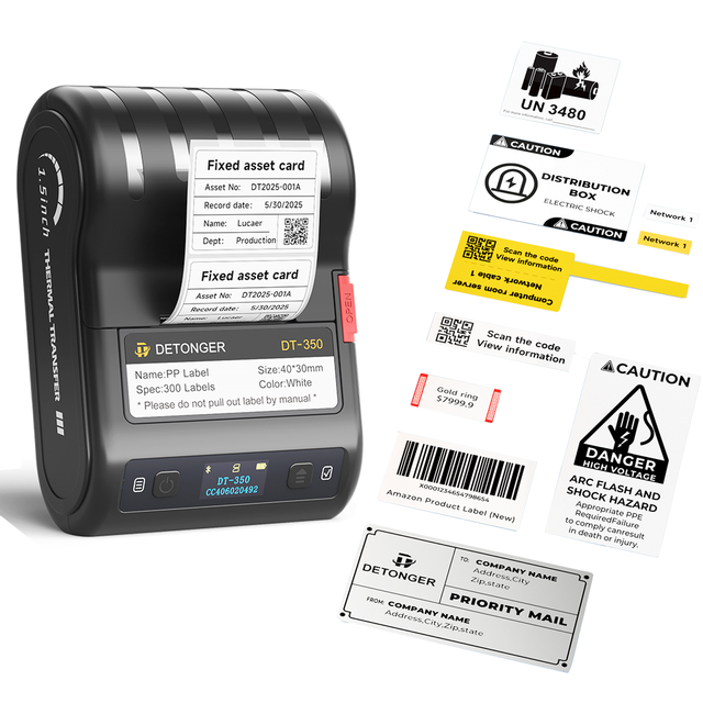 Detonger Mini Portable Multifunction Sticker Label Maker Machine Thermal Transfer Label Printer 300dpi Barcode Printer