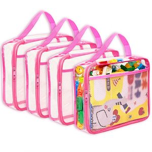 Sac de rangement pour jouets transparent à fermeture éclair en PVC multifonctionnel, ensemble de sacs de rangement imperméables pour blocs pour enfants - Product Image 3