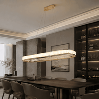 Collection de lustres LED modernes de luxe avec diffuseur en cristal et bande intérieure en cristal, dimmable, garantie de 2 ans