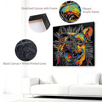 Nouveau design : Kits de peinture par numéros sur toile noire DIY 12x12 pouces, peinture par numéros personnalisée avec cadre pour décoration murale