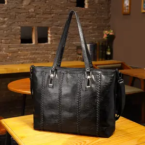 Guangzhou Brands Soft Leather Underarm Shoulder Big Tote Bags Mother's Large Capacity Office Handbags For Women Luxury Wholesale