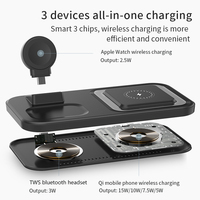 Station de charge sans fil 3-en-1 Justlink, charge rapide 15W avec module de montre enfichable, design transparent pour téléphone et écouteurs