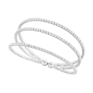 <span class=keywords><strong>Bracelet</strong></span> ouvert élastique en fil métallique à <span class=keywords><strong>3</strong></span> <span class=keywords><strong>rangs</strong></span> avec strass, style classique européen et américain pour femmes, vente en gros d'usine - Product Image 4