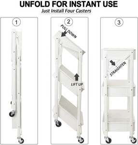 3 Tiers Rolling <span class=keywords><strong>Cart</strong></span> Storage Trolley on Wheels Utility <span class=keywords><strong>Cart</strong></span> for Smart Storage - Product Image 4