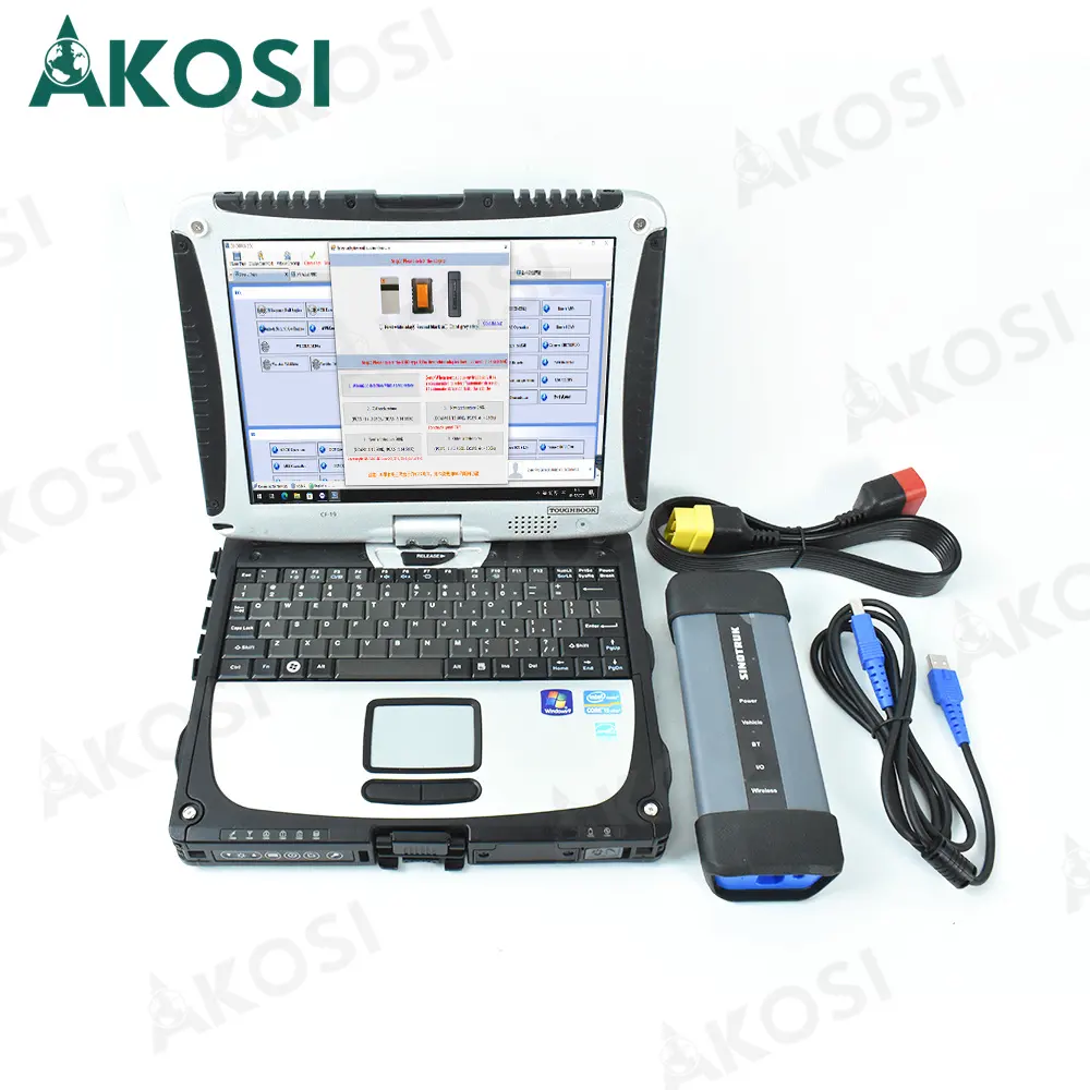 Alat diagnostik truk, untuk Sinotruk EOL OBD Diesel untuk HOWO A7/T7H/Sitrak/Hohan alat diagnostik + Laptop CF19