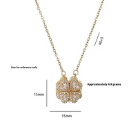 Collier tendance en acier inoxydable plaqué or pour femme, avec zircon ouvrable, motif fruit, trèfle à quatre feuilles et cœur d'amour, idéal pour un anniversaire - Vente chaude