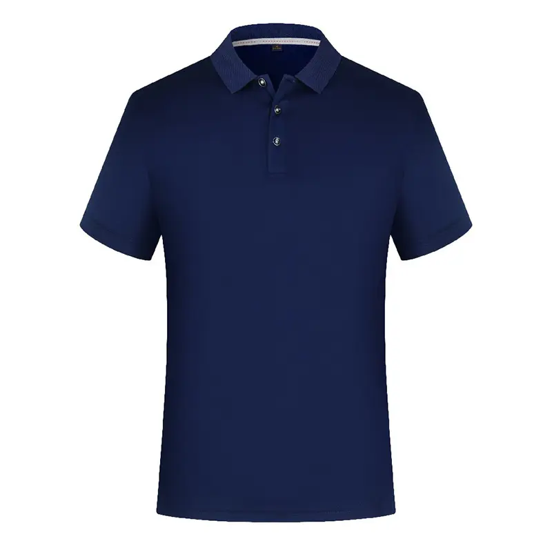 200g 100% polyester polo shirt uniform custom logo Yarn-dyed collar short sleeve golf shirt for men