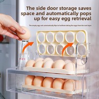 Distributeur d'œufs pour réfrigérateur à 3 niveaux, capacité de 30 œufs avec plateaux de vidage automatique, organisateur de rangement pour porte latérale, gain de place
