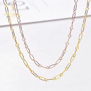 Collier pour femme en or véritable 18 carats, chaîne à maillons en forme de trombone, design de marque célèbre Xinfly - Product Image 2