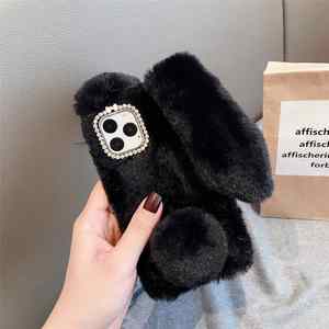 3D lindo conejo orejas de piel sintética felpa invierno cálido suave funda de teléfono para iPhone 17 Serie 6 Google Pixel para LG para Huawei - Product Image 5