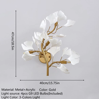 Lampe murale nordique en forme de feuille de Ginkgo, lumière minimaliste à 3 couleurs pour chambre à coucher, salon