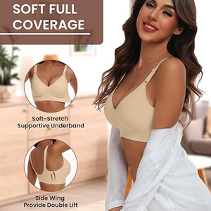 <span class=keywords><strong>Soutien</strong></span>-<span class=keywords><strong>gorge</strong></span> <span class=keywords><strong>push</strong></span>-<span class=keywords><strong>up</strong></span> sans armatures en maille fine pour femme grande taille, col en V, respirant, sans couture, dos en U, pour poitrine généreuse – Meilleures ventes - Product Image 5