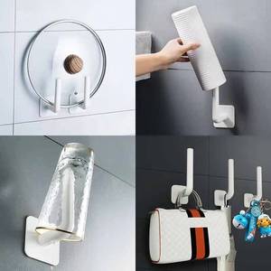 Multi Functional Kitchen <b>Hooks</b> <b>Wall</b> Mounted Adhesive No Drill Storage Rack For Utensils Cups Paper Towel Rolls Large Size - Product Image 2