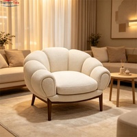 Fauteuil d'appoint en velours rembourré de style nordique moderne de luxe, fauteuil citrouille, canapé une place pour hall d'hôtel et salon commercial