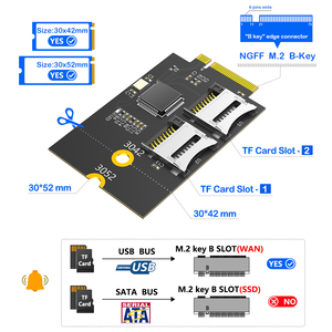 NEU 3042/3052 M.2 B-Key USB-Bus zu Dual Micro SD TF Karten T-Flash Leser Adapter Riser-Karte M2 NGFF Key-B WWAN Steckplatz für Laptop PC - Product Image 2